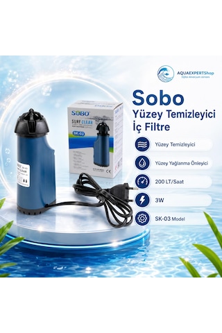 Sobo Yüzey Temizleyici İç Filtre - Yüzey Temizleyici - Yüzey Yağlanma Önleyici - 200 Lt/saat - Aktif Temizlik - 3w - Sk-03