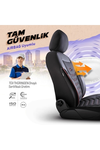 Panda Florida Serisi Pike Kumaş Oto Koltuk Kılıfı Siyah - Kırmızı