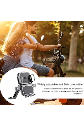 Mt64 Motosiklet Motor Telefon Tutucu Ayna Uyumlu Otomatik Kilitle