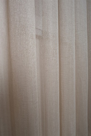 Damla Keten Görünümlü Leno Tül Perde Pilesiz Bej