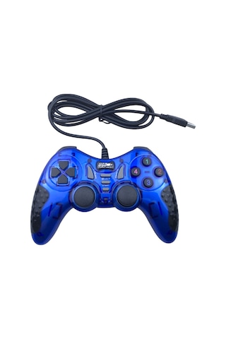 12 Fonksiyon Tuşulu Double Shock Usb Pc Bilgisayar Oyun Kolu Mavi