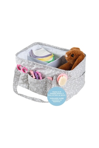 Babyjem - Katlamalı Anne&bebek Organizer Gri Çiçek