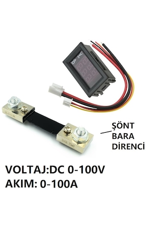 Yate10 Dc 0-100v 0-100a Voltampermetre+şönt Bara Direnci
