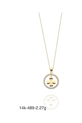 Minik Yoncalı Çok Şık 14 Ayar Altın Kolye Altın