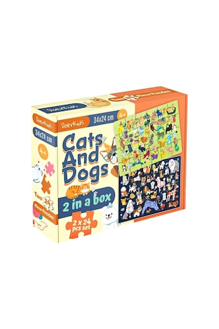 Doerkids Kediler Ve Köpekler 2'Li Puzzle 2 X 24 Parça
