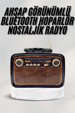 Bluetooth Hoparlör Ahşap Renk Vintage Işıklı Nostaljik Radyo Fm Ahşap Görün - Hs08379554-3 Renkli