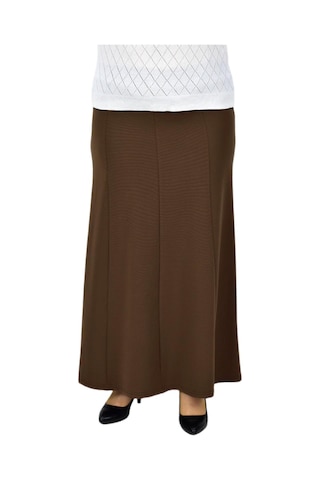 Kadın Kumaş Lastikli Kemer Balık Model Etek Bgl-st04204 Açık Kahverengi