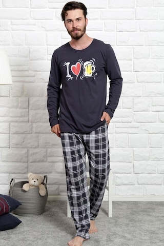 Gazzaz Erkek Uzun Kol Cepli O Yaka Pijama Takım 3466A