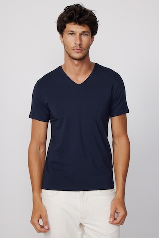 Tudors Slim Fit V Yaka Düz Basıc Kısa Kol Lacivertvert T-Shirt-27716-Lacivertvert Lacivert