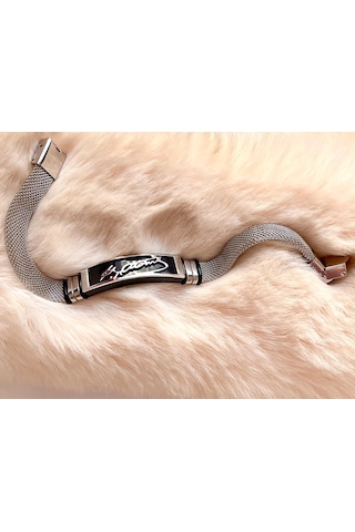 Kemal Atatürk İmzalı Silver Hafif Kordonlu Çelik Bileklik 22cm