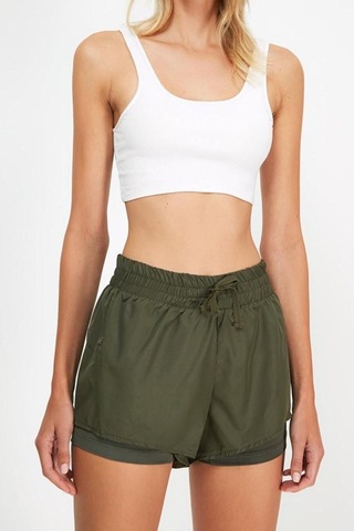 Ersefa Moda Örme Normal Bel Boru Paça Sportswear Haki Paraşüt Kumaş 2 Ka