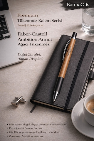 Faber-castell Ambition Armut Ağacı Tükenmez Kalem Alman Üretim, Doğal Ahşap Gövde, Prestij Serisi Diğer