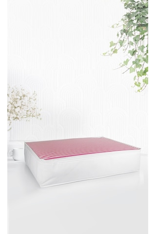Vedsey 3'lü Set & 70x50x25 CM Pembe Çizgili Hurç & Baza Altı - Dolap İçi - Sandık İçi Düzenleyici Pembe