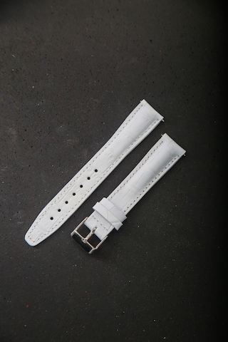 Hakiki Deri 18mm Akıllı Pimli Saat Kordonu Beyaz - Gri