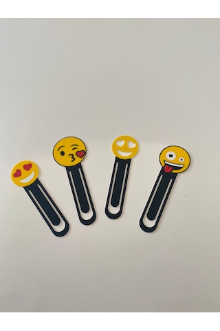 4'lü Emoji Kitap Ayracı Seti Renkli Figürlü Klips 13 Cm Kırtasiye Hediye
