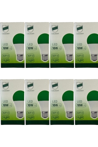 Uzlight 10w 75w 8200k Yeşil Işık E27 Duylu Led Ampul 8 Adet