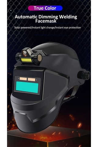 Vkemall Güneş Enerjili Otomatik Değişen 9-13 Seviye Işık Filtresi Gerçek Renk Weldmaske + Fener + 20 Koruyucu Cam