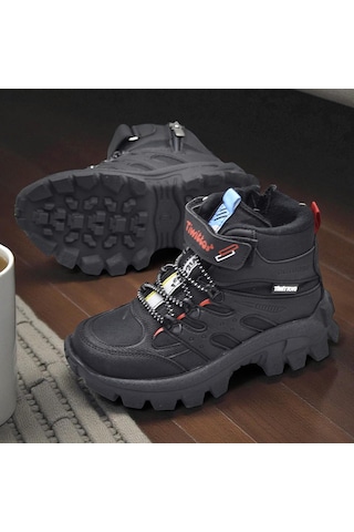 Twittoys 390u Ortopedik Taban Lastikli Cırtlı Kız Çocuk Bot Erkek Çocuk Bot Unisex Çocuk Bot Siyah - Kırmızı