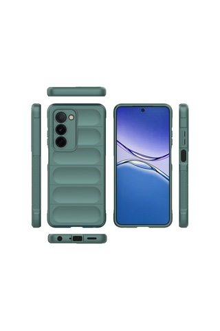 Maks Technology Oppo A5 Uyumlu Kılıf Esnek Tpu Oyuklu Arka Yüzey Tasarımlı Mkst Etnik Silikon Kapak - Koyu Yeşil