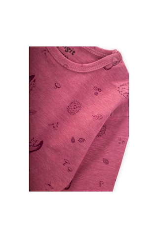 Uzun Kollu Desenli T-shırt 0-3 Yaş Mürdüm Mürdüm