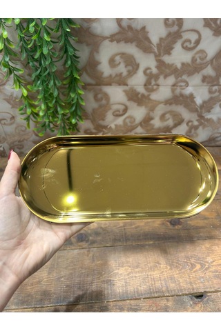 Oval Kayık Tepsi Büyük Gold