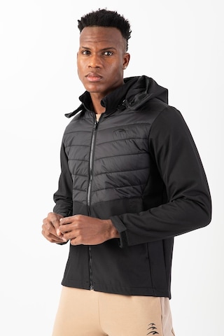 Maraton Sportswear Regular Erkek Kapşonlu Takma Kol Outdoor Siyah Ceket 21797 Siyah