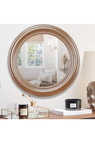 Round Yuvarlak Ayna Vizon Ceviz