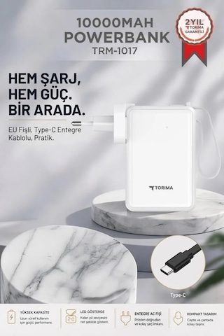 Trm-1017 10000 Mah Powerbank Beyaz 22,5w Küçük Batarya Günlük Enerji Cihaz Bataryası Çok Renkli