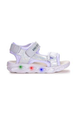 Kiko Kids 133 Hologram Işıklı Kız Çocuk Cırtlı Sandalet Ayakkabı Beyaz 001