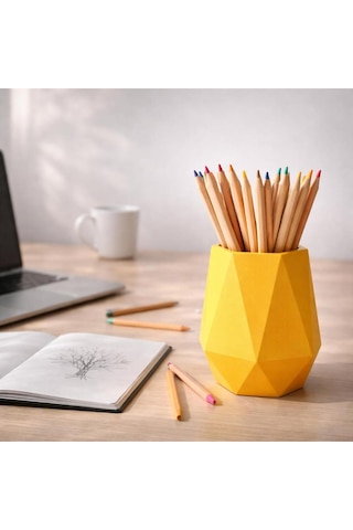 Modern Geometrik Kalemlik - Dekoratif Masa Üstü Düzenleyici Ofis Ve Okul Düzenleyici Organizer