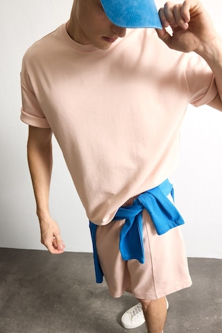 Defacto Boxy Fit Bisiklet Yaka Düşük Omuz Kıvrık Kollu Basic Tişört I3684ax26aupn287 Pembe-pn287