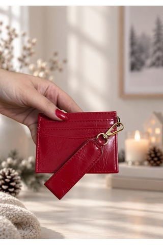 Elpida Bags Kadın Fiyonk Detaylı El Askılı Kartlık Kırmızı