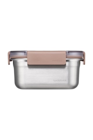 Locknlock Paslanmaz Çelik Fırın & Saklama Kabı Kare Kilitli 700 ML - Kahverengi