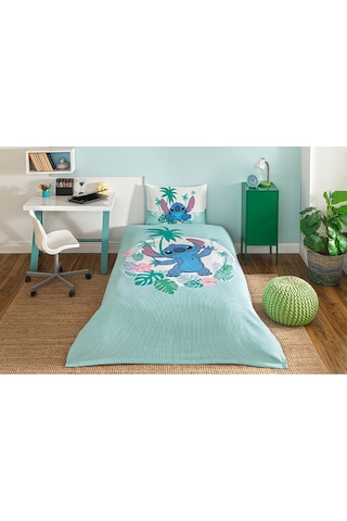 Özdilek Stitch Summer Tek Kişilik Disney Lisanslı Lastikli Çarşaf Çocuk Nevresim Takımı Çok Renkli