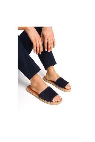 Mubiano Hakiki Deri Summer Erkek Süet Jüt Taban Lacivet Espadril Terlik -mssr122-lcv Lacivert