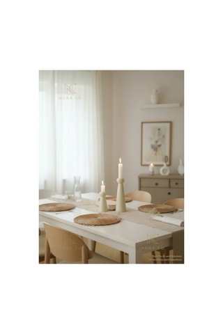 2 Lü Şamdan Biblo Luxury Set Dekoratif Obje Minimalist Ev Aksesuarı Şamdan Bej