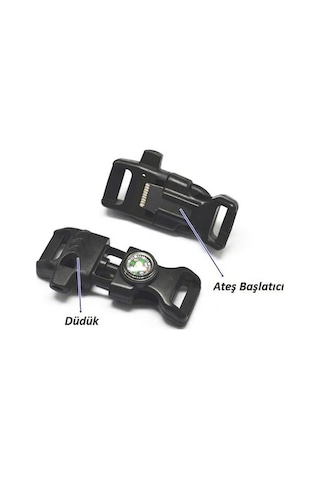 Paracord Klips Magnezyum Çubuk Düdüklü-Pusulalı Siyah