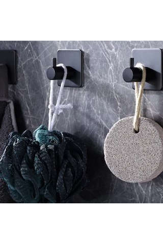 Zift Unique 4 Adet Paslanmaz Çelik Siyah Banyo Askısı - Bornoz Askısı Siyah