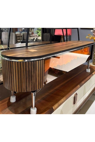 Desing Tv Sehpası 170cm Ceviz+gümüş
