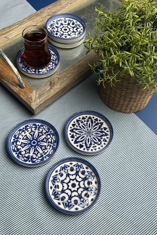 Tabak Evi Stoneware Mozaik Blue Sefa 6 Lı Çay Tabağı 10cm Çok Renkli