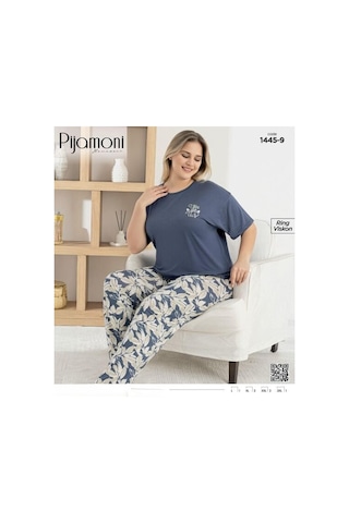 Pijamoni Kadın Ring Viskon Bisiklet Yaka Kısa Kol İnce Pijama Takımı 1445/9 - 1 Adet Füme