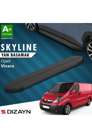 S-dizayn Opel Vivaro A Kısa Şase Skyline Siyah Yan Basamak 223 Cm 2001-2014 A+ Kalite