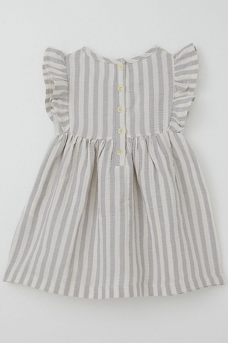 Breeze Kız Çocuk Elbise Arkası Düğme Detaylı Kol Kısmı Fırfırlı 3-8 Yaş, Ekru Ekru