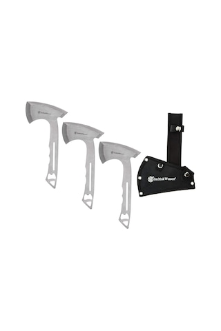 Smith & Wesson Hawkeye Fırlatma Eksenleri, 10 İnç Tam Tang Paslanmaz Çelik Tasarım, Şişe Açacağı Ve Rekreasyon Ve Rekabet İçin Naylon Kılıf, 3'lü Paket
