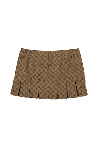 Misbhv Biscotto Monogram Kloş Etek - , Jacquard Desenli Mini Etek Kahverengi