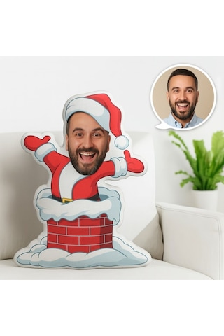 Kişiye Özel Noel Baba Yastığı Sevdiklerine Özel Fotoğraflı Yılbaşı Armağanı Çok Renkli