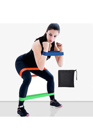 Çantalı 3 Lü Aerobik Lastiği Seti Pilates Squat Bandı Set