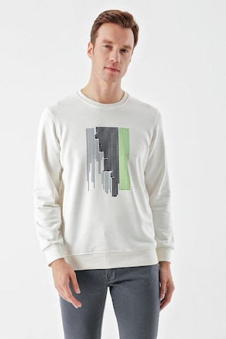 Slimfit Bisiklet Yaka Önü Baskılı 2 İplik Erkek Sweatshirt 001