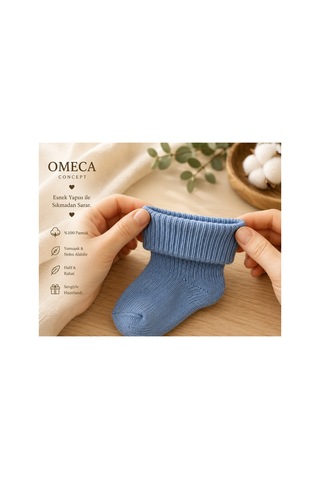 Omeca Concept 6'lı Yenidoğan Bebek %100 Pamuk Çorap Seti - Karışık Renkli Çok Renkli