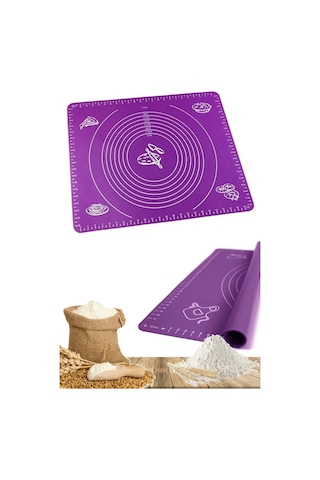 Mucit Home Silikon Hamur Açma Yoğurma Matı Pasta Fırın Altlığı, Mor Mor